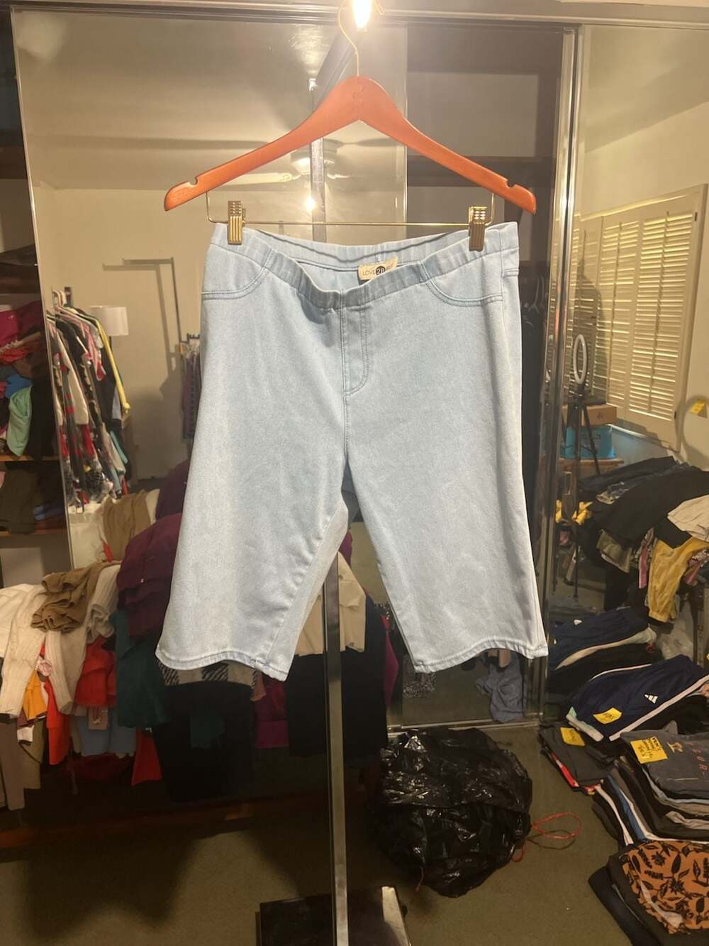 Love 2 B Free Light Wash Denim Pull-On Bermuda Shorts